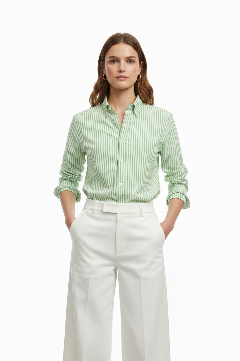 Woman wearing striped shirt