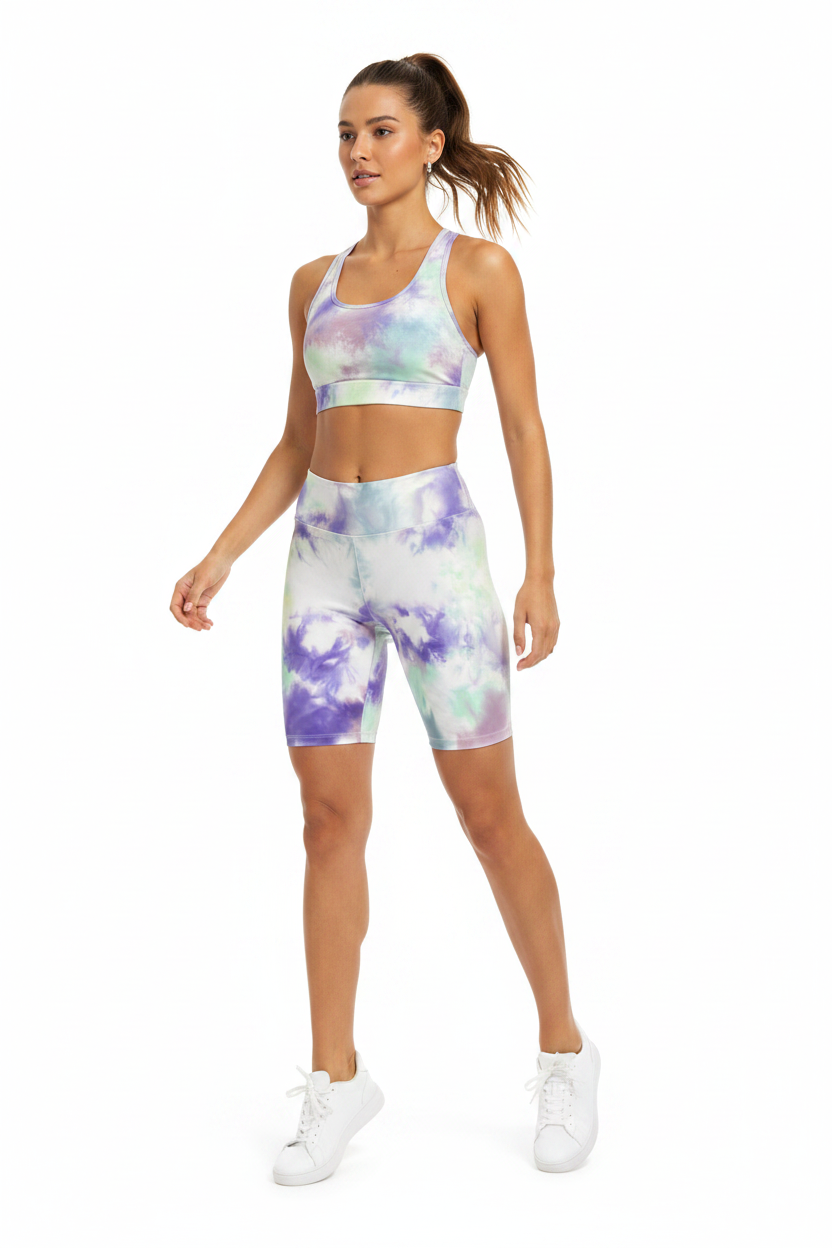 Woman Wearing Tie-Dye Bike Shorts 1