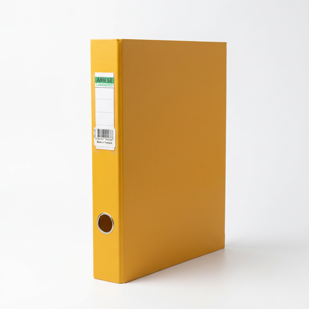 Yellow binder on a clean white studio background
